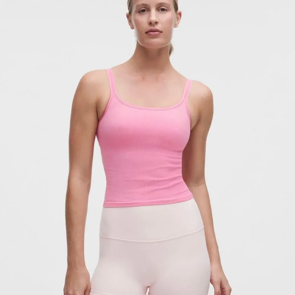NWT Lululemon Ebb to Street Scoop-Neck Cropped Tank Top in Candy Cloud Size 12